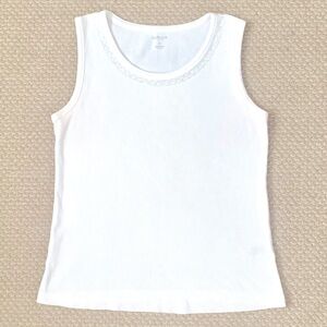 Van Heusen Beaded White Ribbed Tank